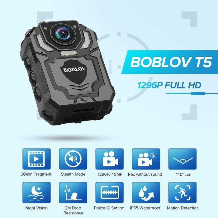 Body Camera IR BOBLOV T5 1296P 12ore înregistrare Sigilat!