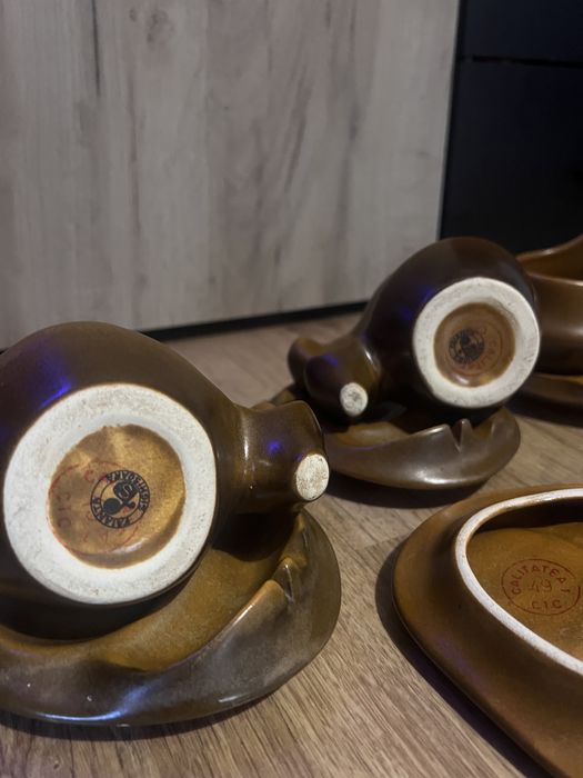 Set rar de cești cu farfurii -Faianță Sighișoara