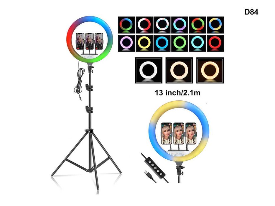 Ring Light LED 13" Fotog Lampa Circulara Trepied 210 cm și Suport Tlf