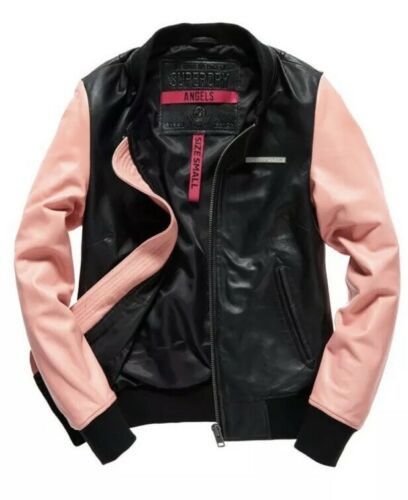 Женская кожаная куртка Superdry Angels Leather Baseball Bomber Jacket!