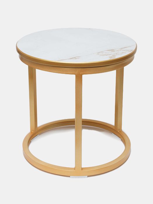 Стильный дуэт: круглый журнальный столик двойного размера.