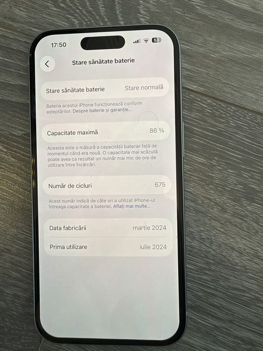 iPhone 15, 128 GB, 86% Baterie