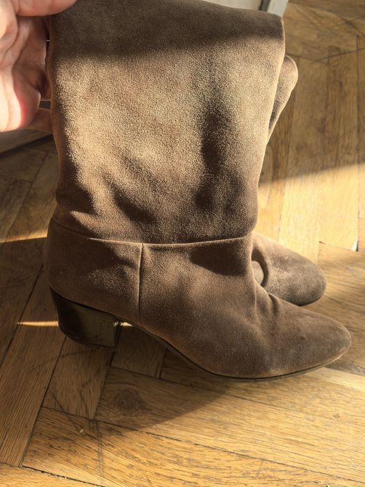 Велурени ботуши с нисък ток 37. 5