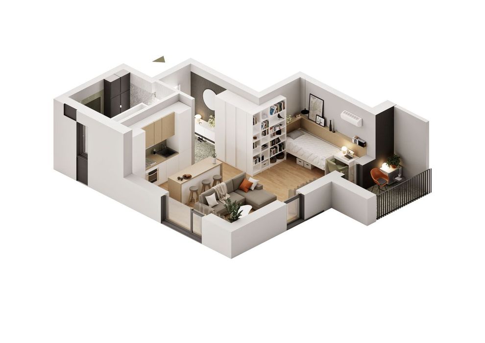 Apartament cu 1,5 camere în zona Parneava — fotografia 3