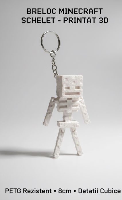 Breloc Minecraft Schelet (Skeleton) - Printat 3D PETG -