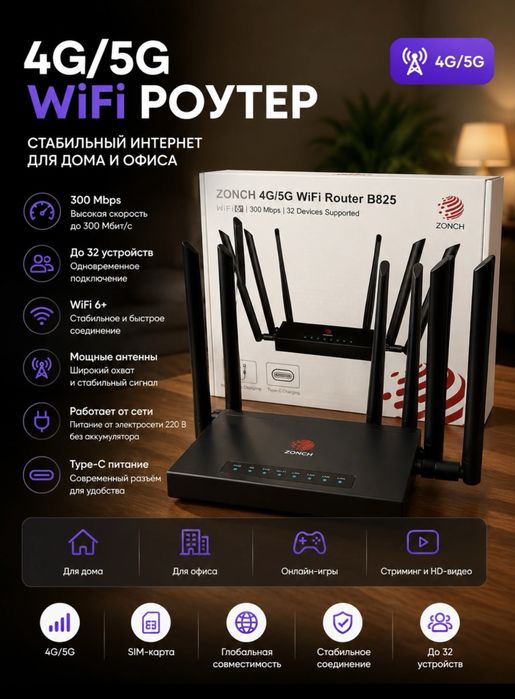 Wi-Fi роутер Zonch B825  SIM-карт Доставка есть