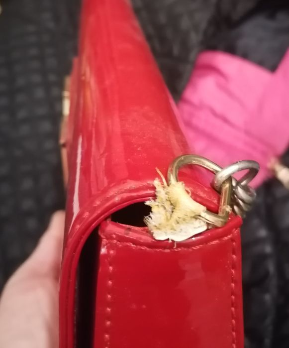 Клатч красный лакированный бу