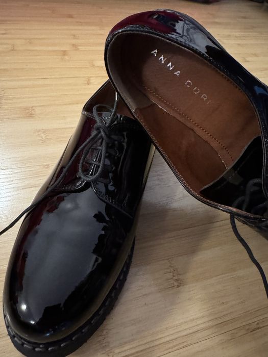 Pantofi loafers din piele lacuita Anna Cori