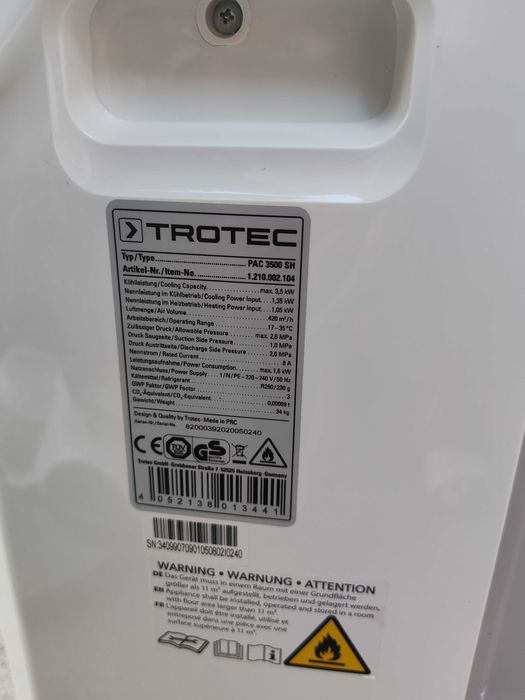 Vand clima mobila Trotec Pac 3500 12000 Btu/h
