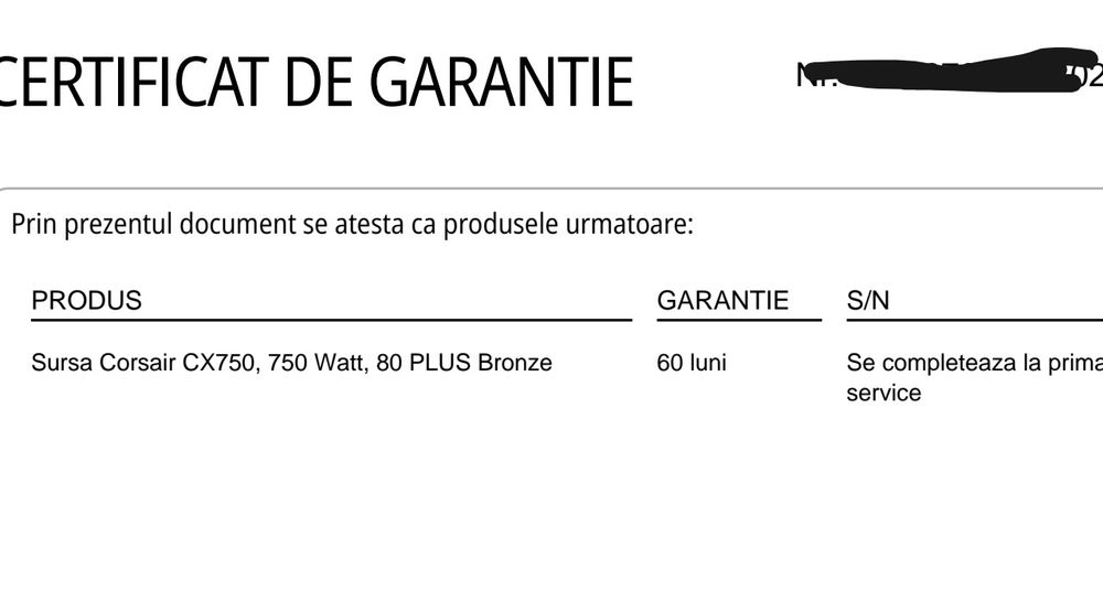 Sursa PC Corsair CX750W Bronze Plus  stare perfecta