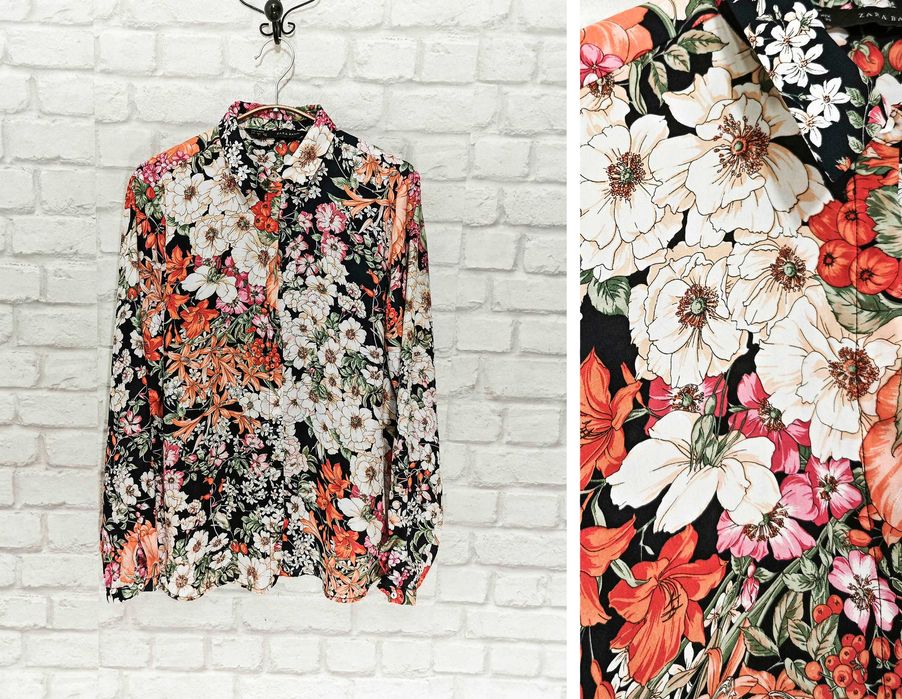 ZARA Флорална дамска риза на цветя размер L