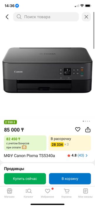 МФУ Canon pixma ts5340a
