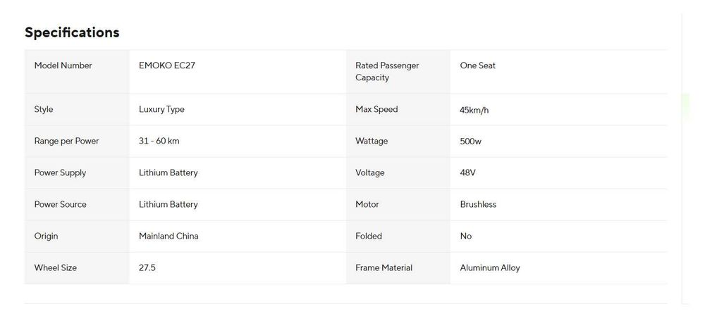 Електрически велосипед/колело EMOKO EC27 500W 17.5AH