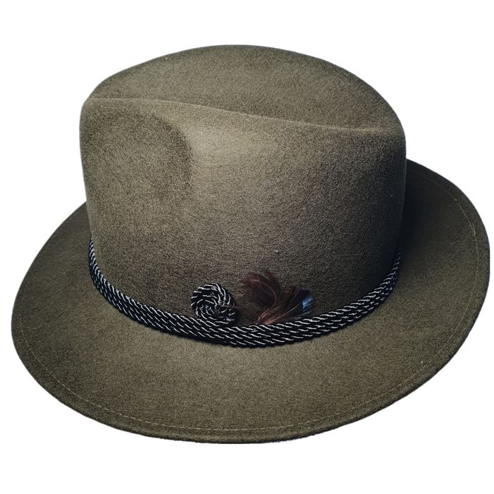 Palarie vanatoare Forest cu snur si pana de fazan din lana de fetru