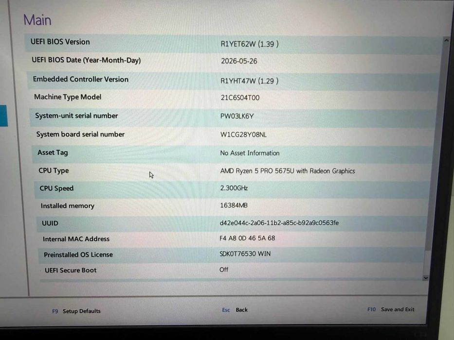 Laptop SH Lenovo L14 gen4 Amd Ryzen 5 PRO 5675U 16gb RAM 512gb SSD