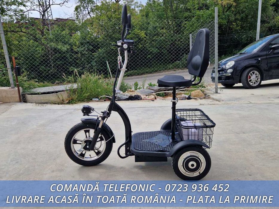 LIVRARE% Triciclu electric mobilitate adulti si varstnici FARA PERMIS - GARANTIE - Livrare acasa in toata Romania - 48v12ah, 500w,  FULL ECHIPATA!