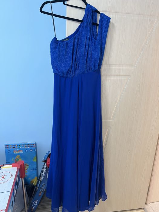 Официална дълга синя Рокля