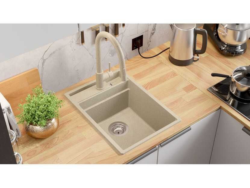 Кухненска Мивка от гранит модел Осло 40 Премиум 380 x 530 мм - Бежова