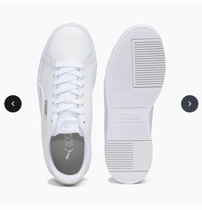 PUMA. Кожаные белые женские кроссовки