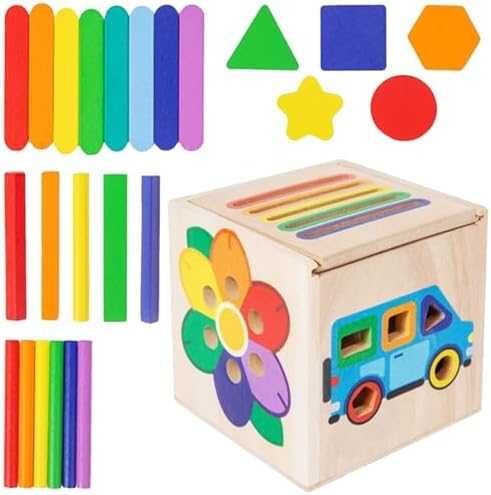 Нова монтесори образователна дървена играчка сортиране цветове форми