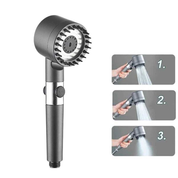 Мултифункционална душ слушалка 26×8 см с 3 регулируеми струи и бутон