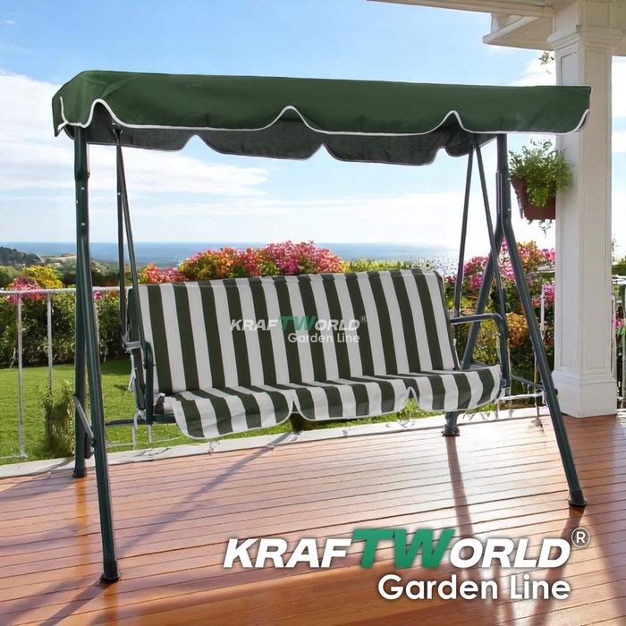 Триместна градинска люлка Тоскана KraftWorld в зелено