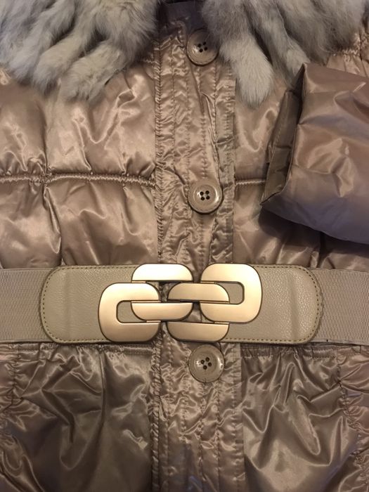 Дамско яке с яка от заешка естествена кожа-S размер