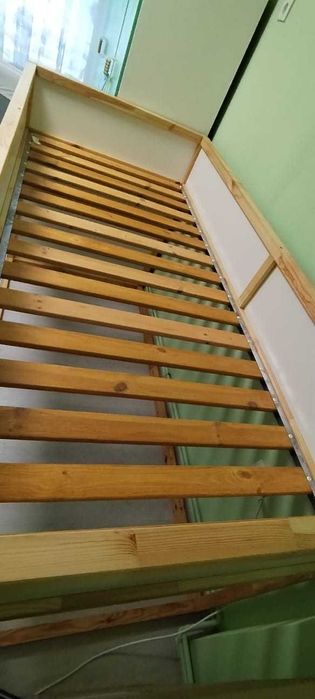 Pat reversibil, alb/pin, 90x200 cm KURA