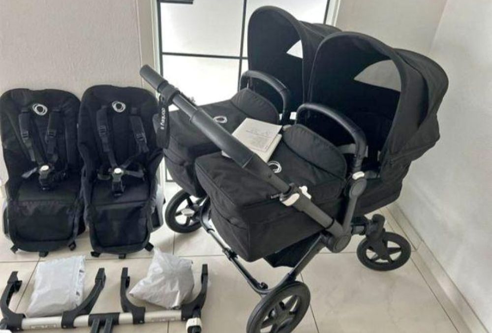 Carucior gemeni bugaboo donkey 5  set 3in1 cu scaune auto