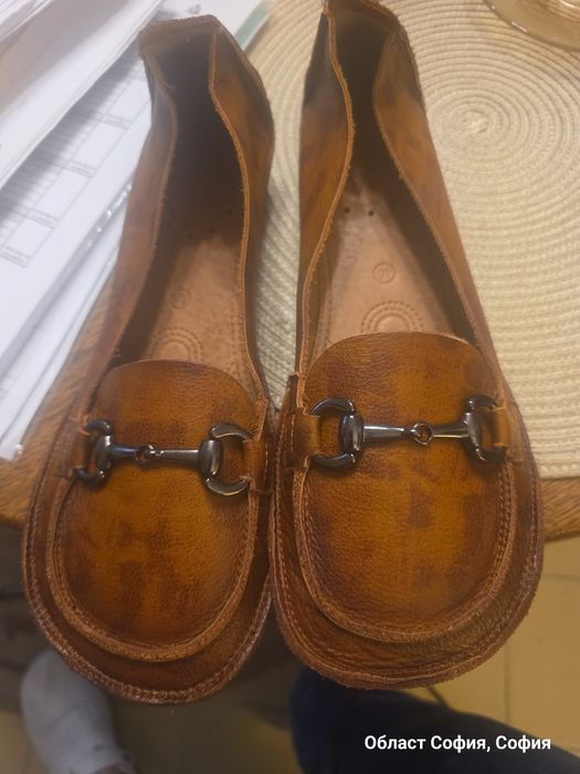 Кожени мокасини ,светлокафяви