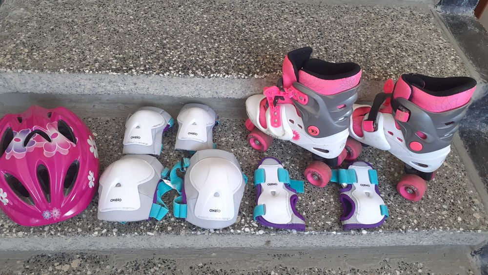 Кънки за момиче от 33 до 37 номер-разтягат се!И к-кт протектори!