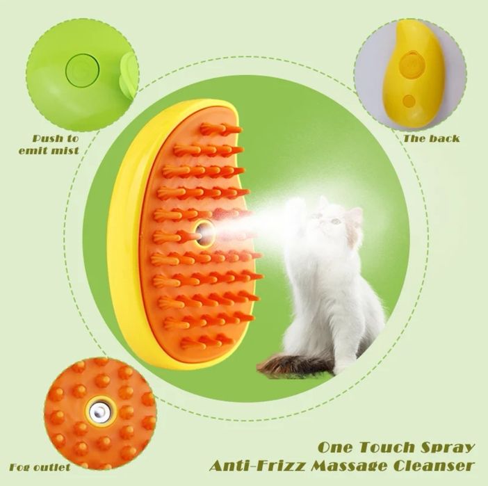 3 в 1 Четка със спрей масажор за домашни любимци котки кучетамасажор с