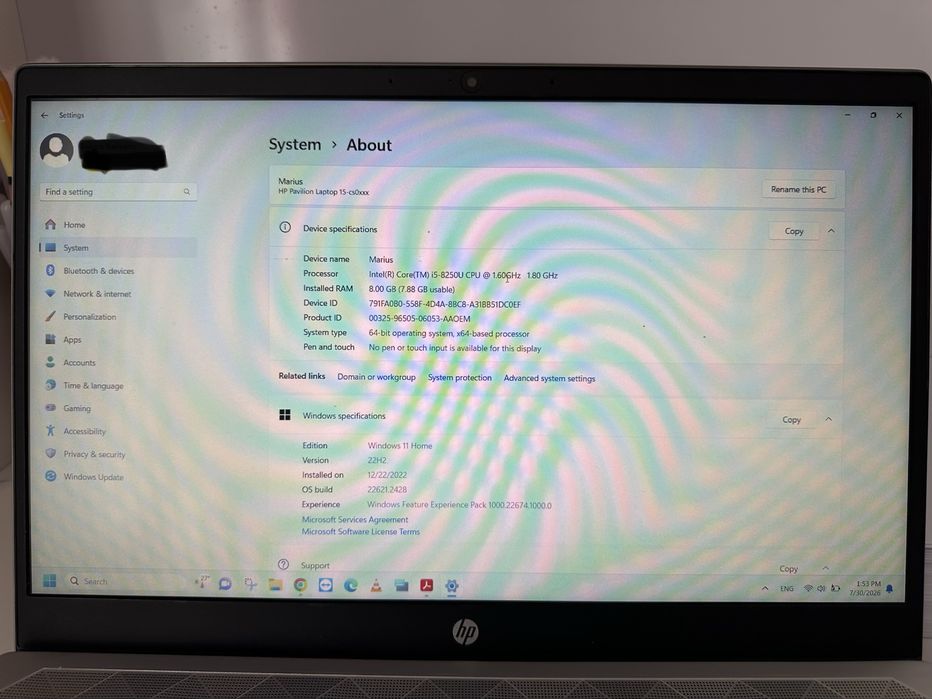 Laptop HP / 15-cs0003nq / 8G RAM