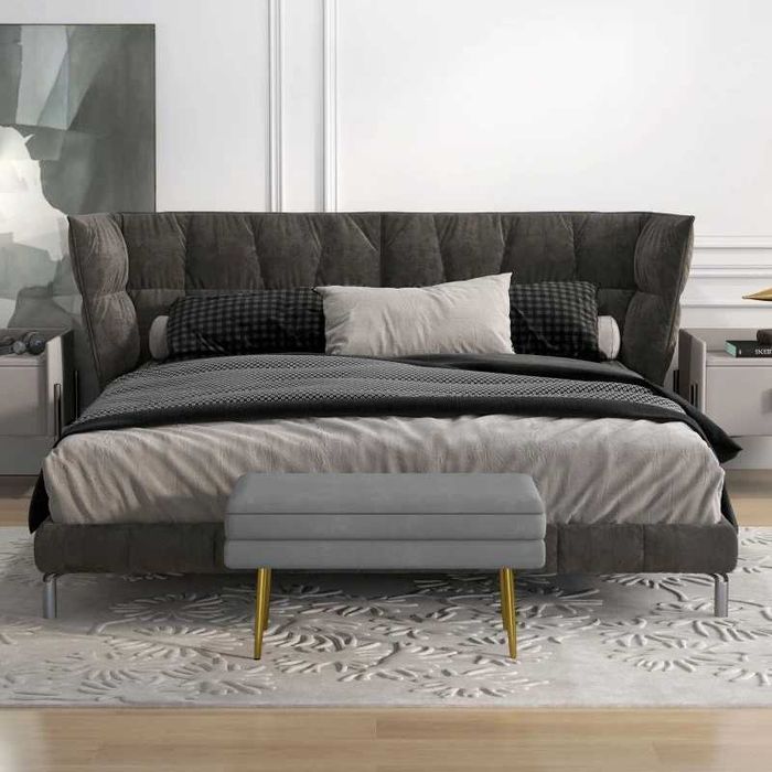 HOMCOM Тапицирана пейка с място за съхранение, стомана, 79,5 см x 37,5 см x 43 см