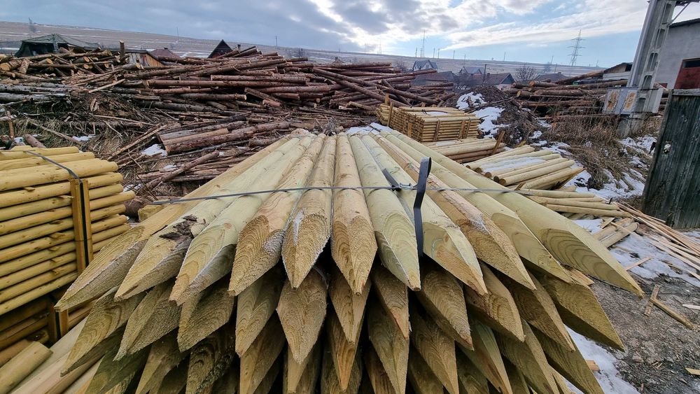 Tutori din lemn rotund ascutiti si tratati