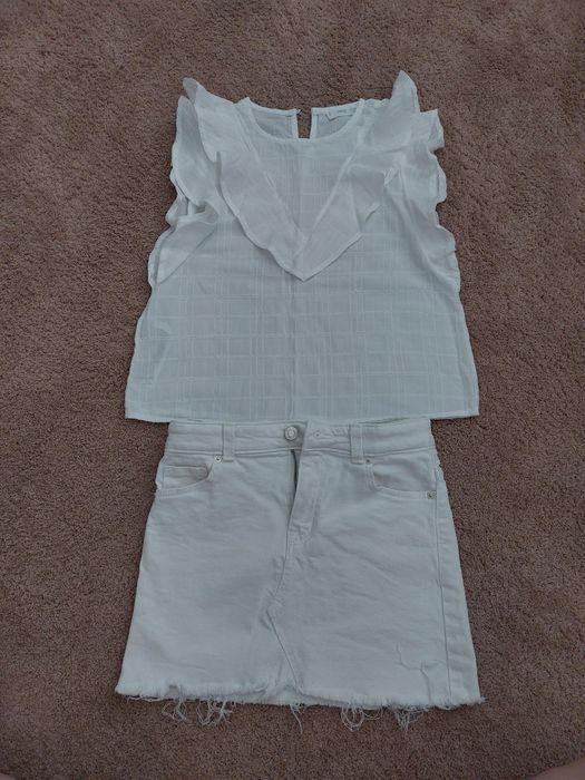 Costum fete Mango fusta blug bluza panza