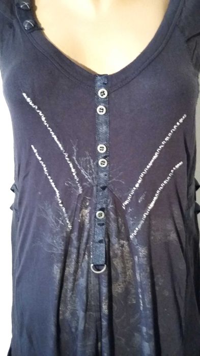 Rochie Staff Sarafan bleumarin inedit bumbac buzunare metalizate