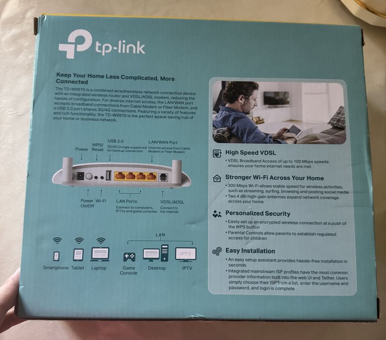 TP-Link vdls/adsl модем роутер TD-W9970