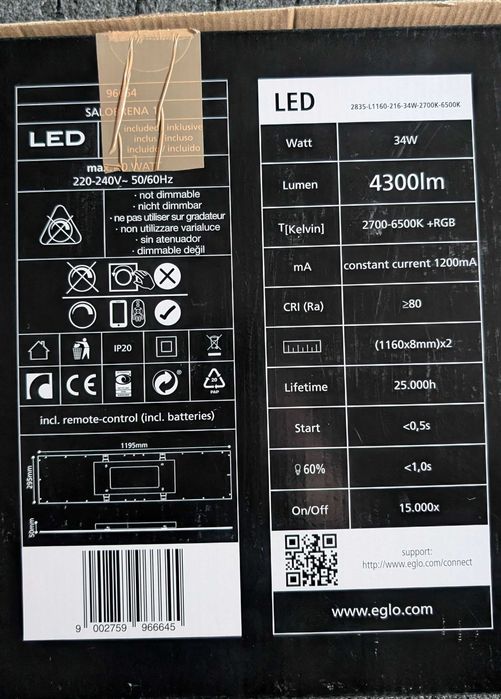 Corp de iluminat LED RGBW dimabil SALOBRENA-C Eglo + telecomandă