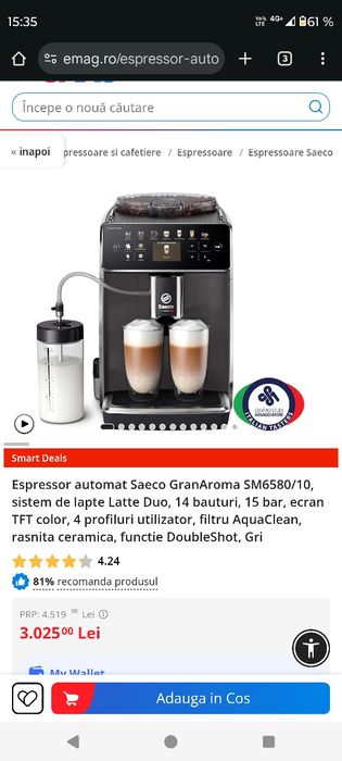 Espressor Saeco GranAroma SM6580/10  SIGILAT/ GARANTIE