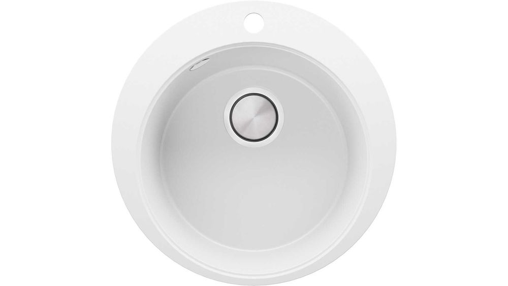 Бяла кръгла кухненска мивка от гранит Пиза 45 Top 500 x 500 мм