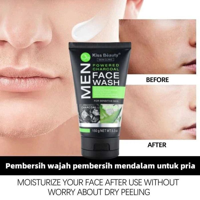 Kiss Beauty MEN Почистващ гел с активен въглен и алое вера