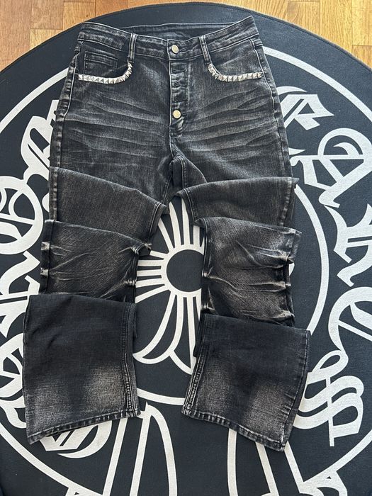 No E Mosen Custom Studded Curved Jeans