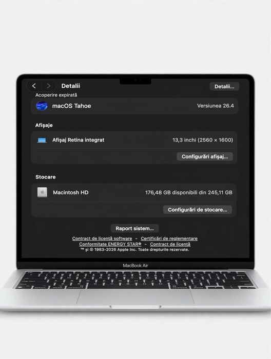MacBook Air M1 2020 Space Gray 8GB/256GB Baterie 100% Stare Impecabila