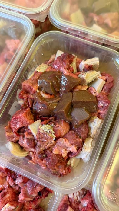 Нутуральный Корм для собак. Мясная говяжья обрезь. Рубец. Печень