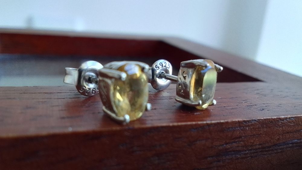 Сребърни обеци с Топаз/Цитрин/Лунен камък/Комплект с Аквамарин