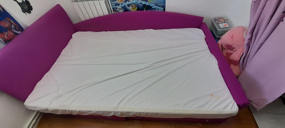 Pat copii cu saltea de 7cm, 120 cm, 200 cm
