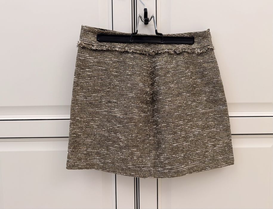 Set Zara tweed - sacou si fusta mini, detalii aurii, S