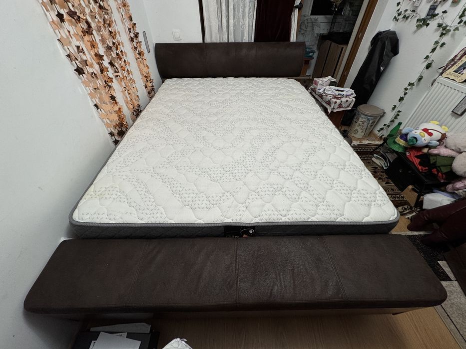 Mobexpert JACKOB Pat tapițat, 160x200cm + ladă depozitare + saltea