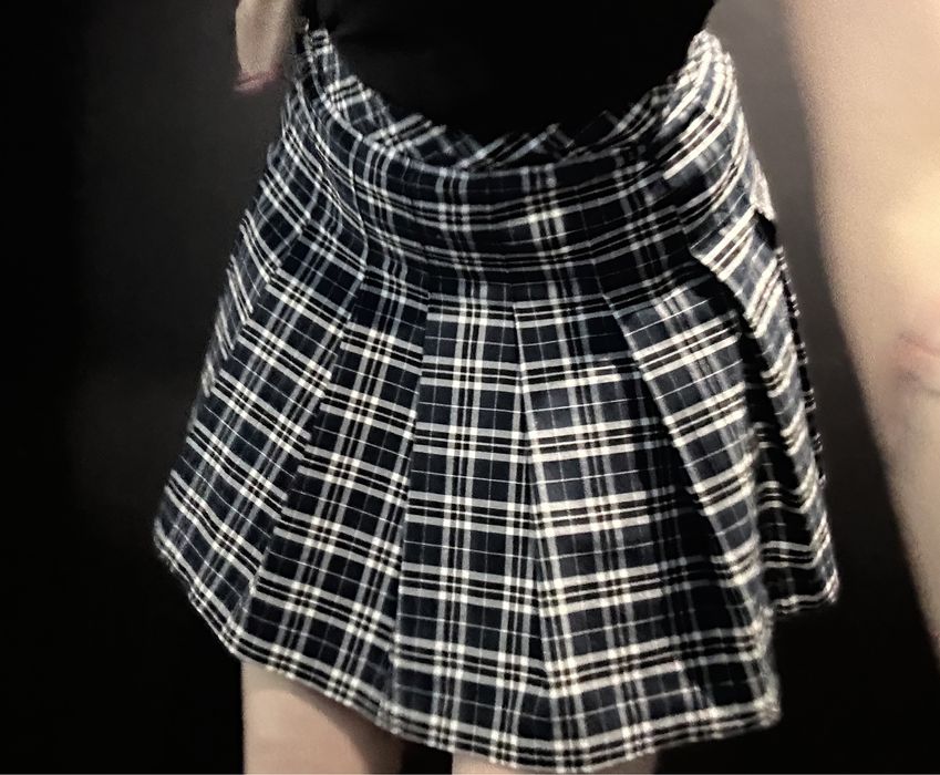 Юбка клечатая светло синяя h&m